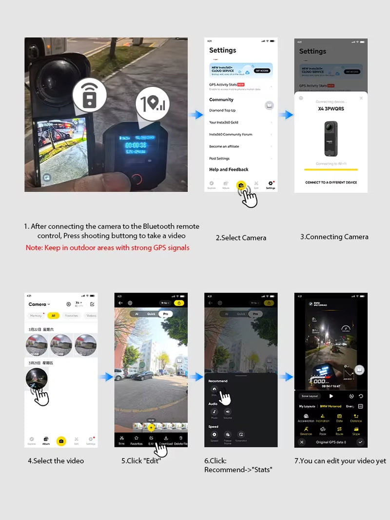 Camera Accessories Bluetooth Wireless Remote Control for  X4/X3 ACE PRO 2/GO 3S Sports Camera Parts for  X5