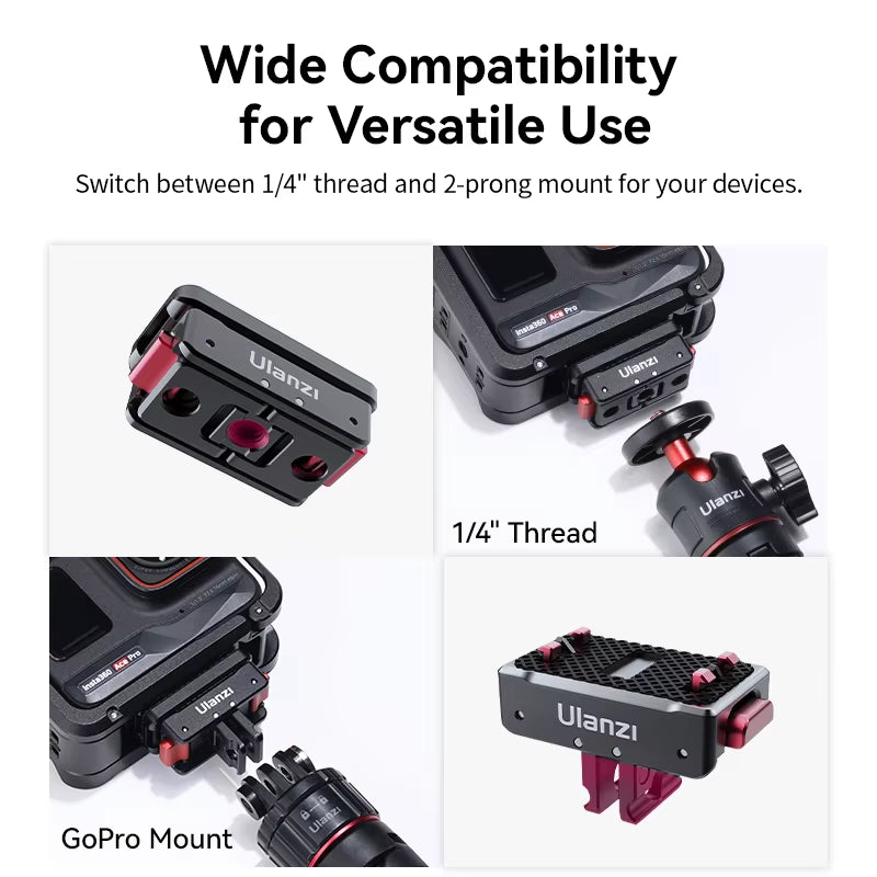 Magnetic Quick Release Mount for Insta360 X4 X3 ONE X2 ONE R ONE X ONE RS Ace Pro Invisible in 360° Shots