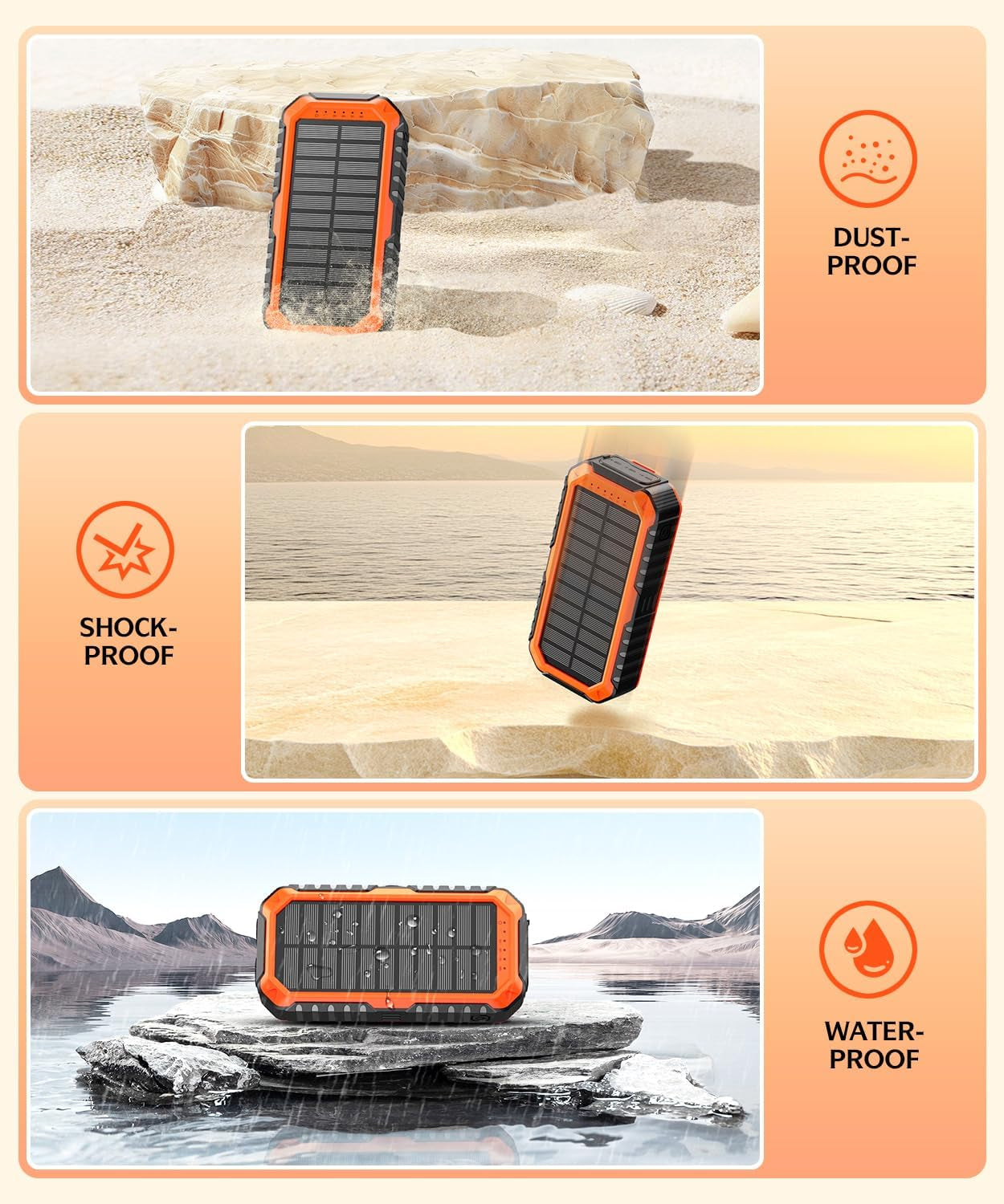 Solar Charger Power Bank 40000Mah Built in 4 Cables and Hand Crank, Portable Cha
