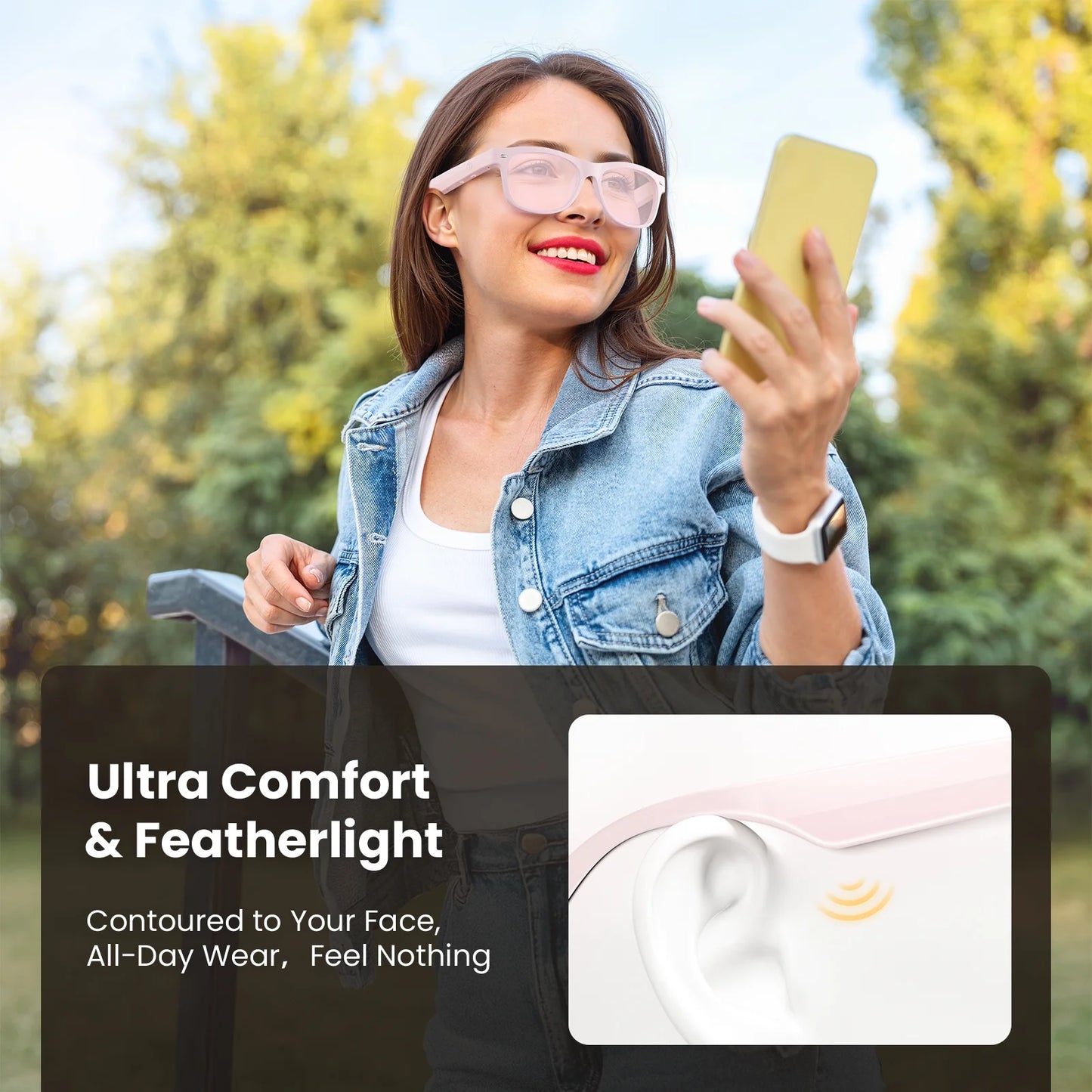 Weariq Bluetooth Smart Glasses – Beige Audio Sunglasses with Lightly Tinted Polarized Lenses, Open-Ear Speaker, 10-Hour Playtime, Hands-Free Calls & Music