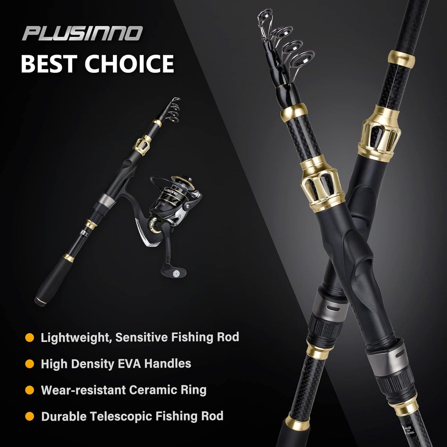 Fishing Rod and Reel Combo,Fishing Pole,Telescopic Fishing Rod Kit with Spinning Reel, Telescopic Fishing Pole with Carrier Bag for Freshwater Saltwater for Men Women