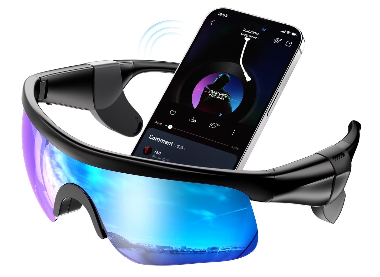 Smart Sunglasses, Bluetooth Cycling Glasses for Men and Women with Built-In Mic, Open-Ear Voice Control, Calling & Music, UV Protection, Magnetic Charging, Running Sunglasses Gifts for Him