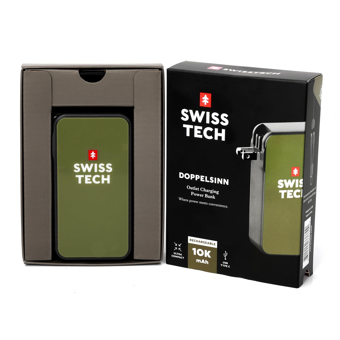 10000 Mah Portable Power Bank, 20W Fast Charge, Built-In Lanyard Charging Cord