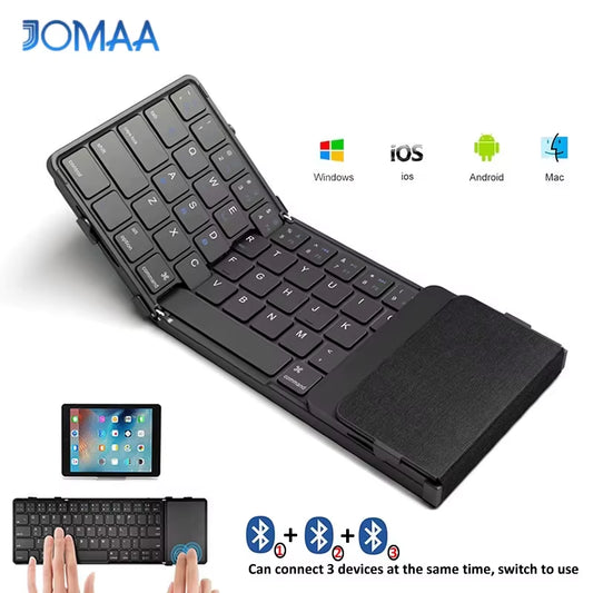 Wireless Folding Keyboard with Touchpad Rechargeable Foldable Bluetooth Keyboard for Tablet Ipad Iphone