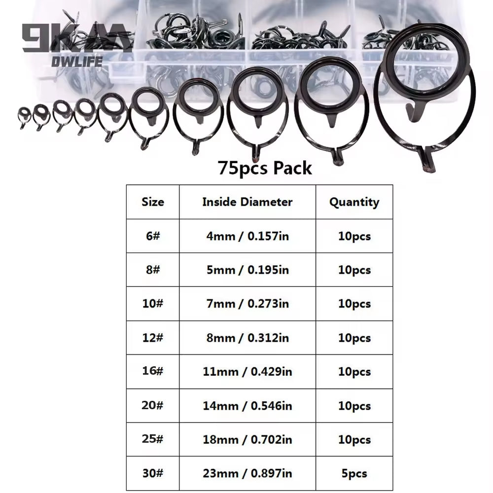 Fishing Rod Guide 9~200Pcs Stainless Steel Ceramics Rings Rod Repair Kit Spinning Casting Mixed Size Replacement Accessories