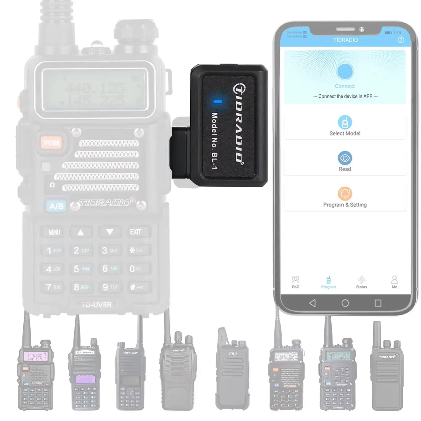 Walkie Talkie Wireless Programmer Phone Programming for Radio Multiple Model Portable Programming Cable UV-5R UV-82 BF-F8