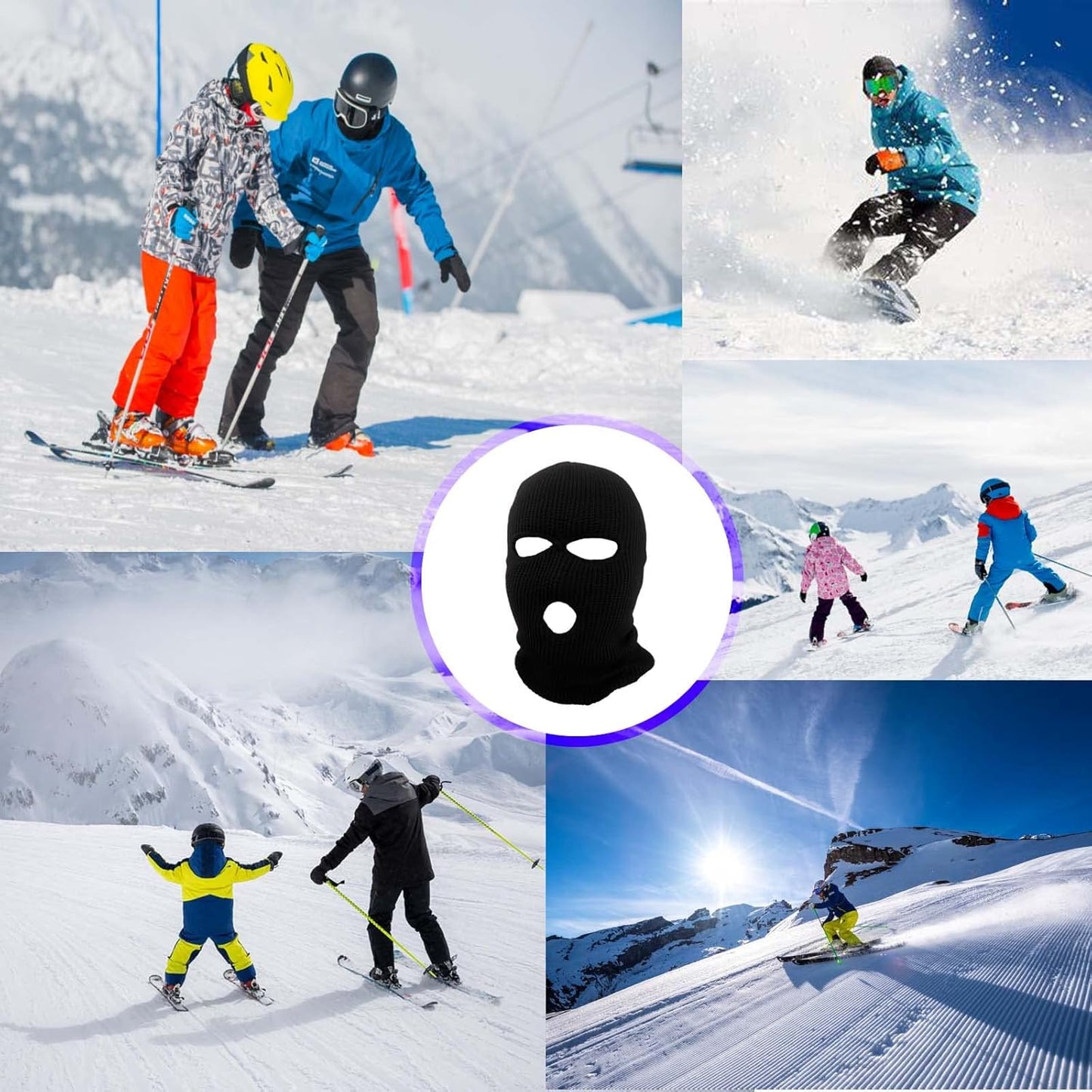 3-Hole Beanie Face Mask Ski-Warm Knit-Men and Women