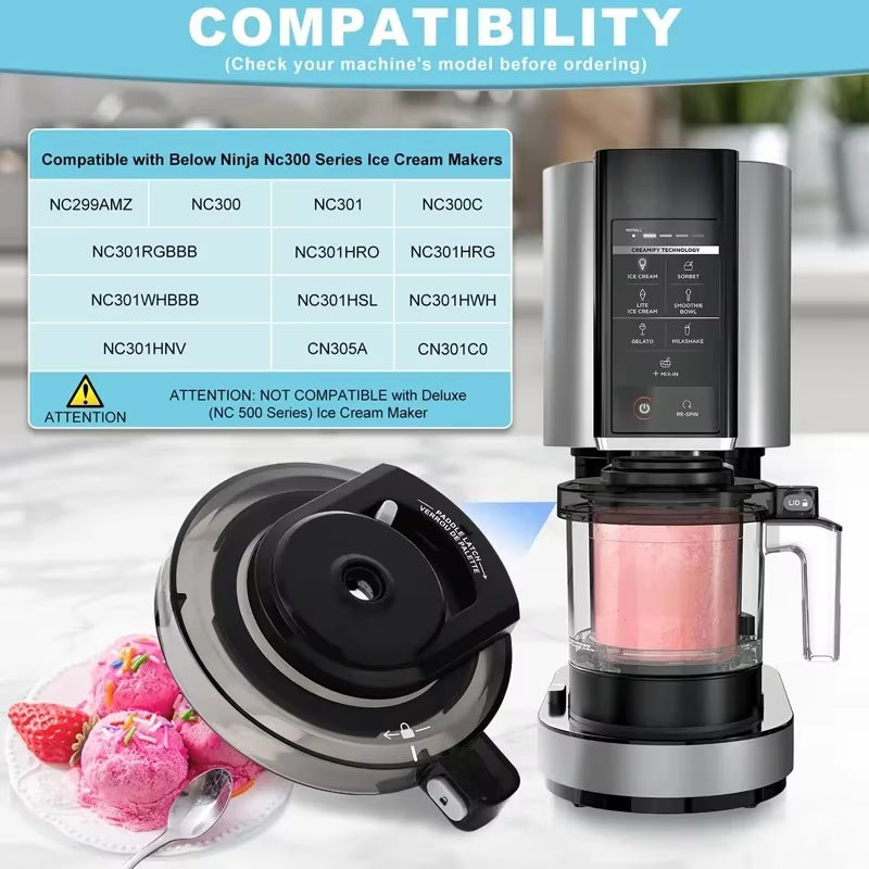 Outer Bowl Lid for Ninja NC301 Ice Cream Maker Replacement Lid Compatible with NC299AMZ/NC301/NC300/NC201/NC101 Series