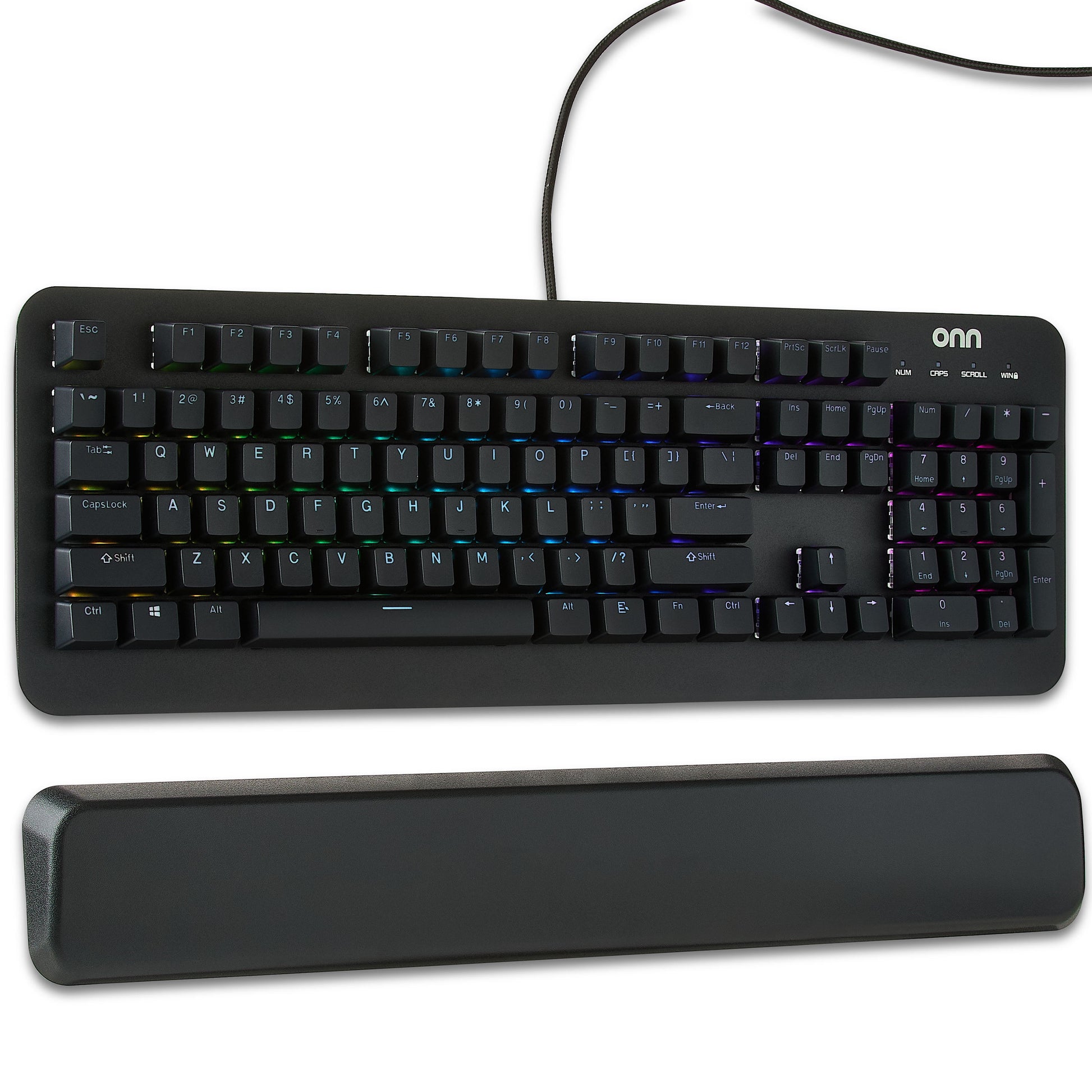 Gaming Mechanical Keyboard with Blue Switches, Adjustable 16.8M LED Lighting, 104 Keys, Black