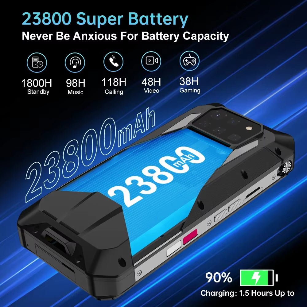 Tank 3 Pro Unihertz Rugged Projector Smartphone 23800Mah 5G Android14 Outdoor Phone 512GB+36GB 120W Fast Charging Dual Sim