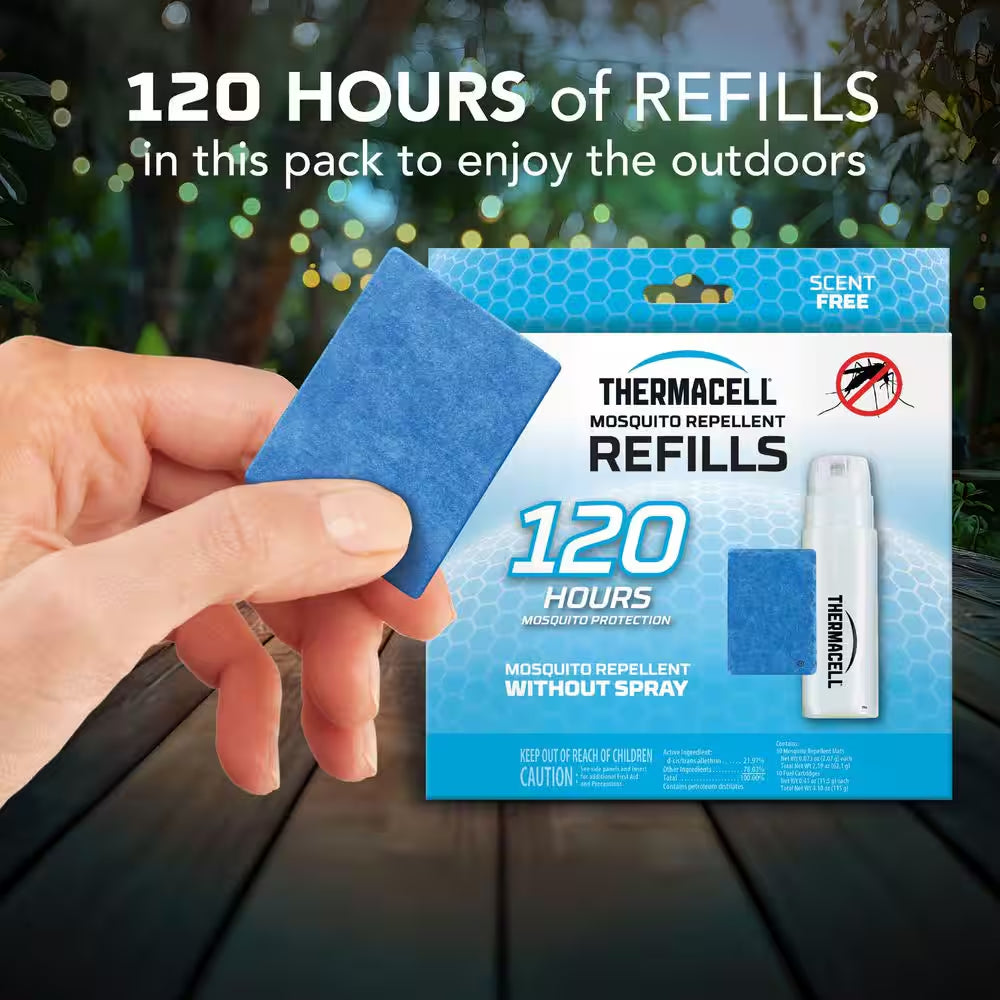 Outdoor Mosquito Repeller Refill 120-Hour Mega Pack (30 Repellent Mats and 10 Butane Cartridges)