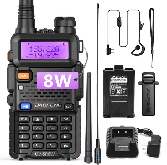 Ham Radio Upgrade UV-5R 8W Multi Band Handheld Long Range Walkie Talkies with Earpiece