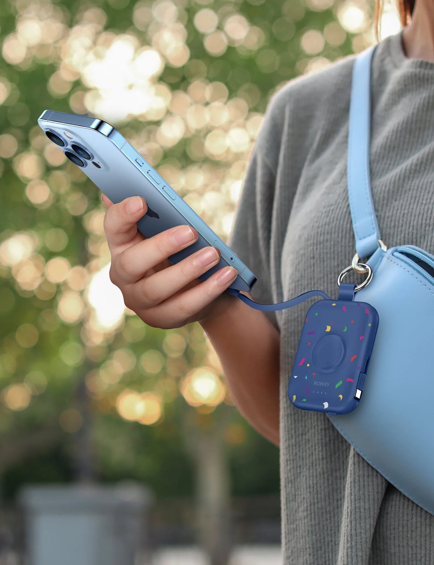 Portable Charger, 5000Mah Power Bank - Apple Watch Charger with Built-In Cables,Travel-Ready Portable Charger for Iphone 17/ 16/15/14 ,Android ,Apple Watch Ultra2/11/10/9/8, Confetti-Blue