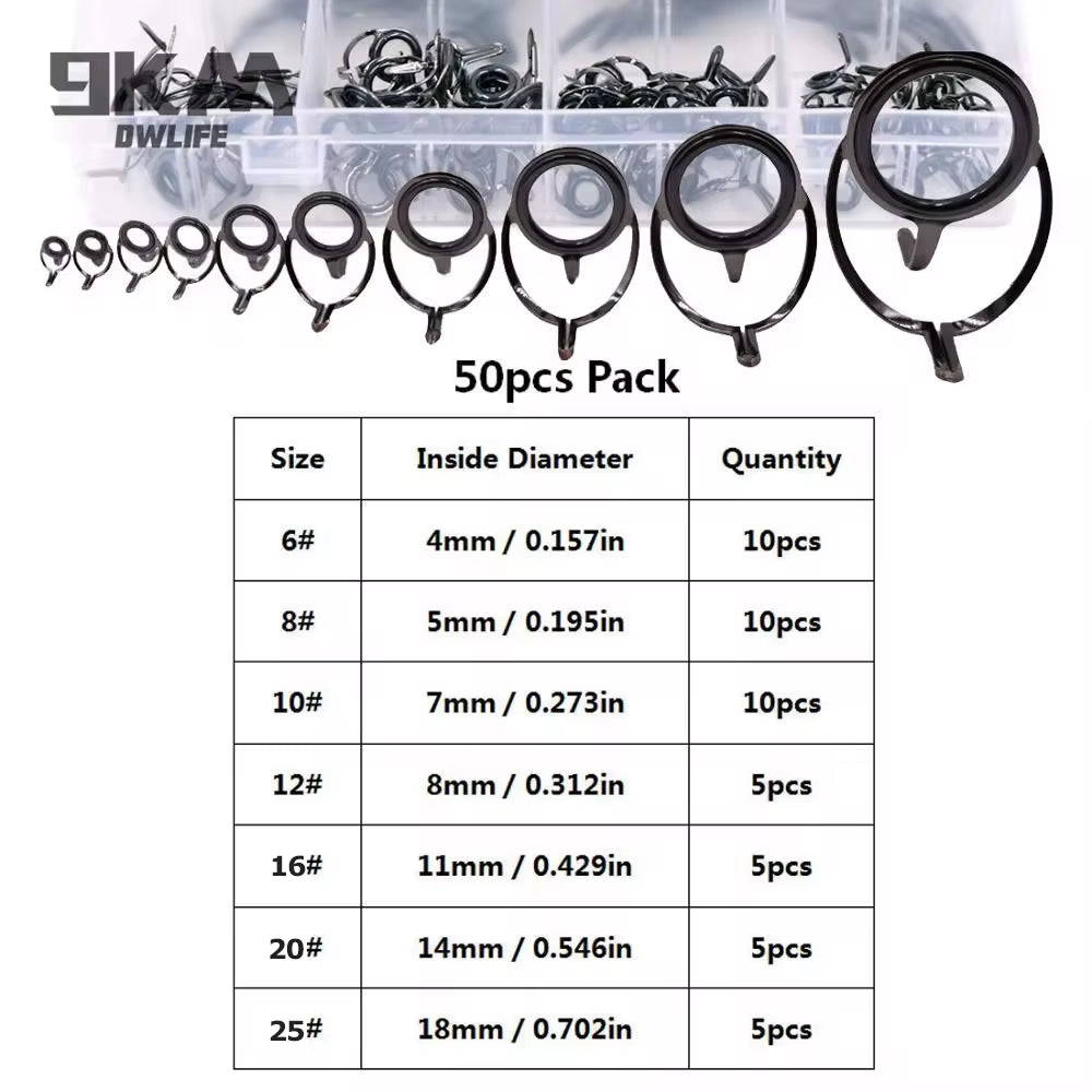 Fishing Rod Guide 9~200Pcs Stainless Steel Ceramics Rings Rod Repair Kit Spinning Casting Mixed Size Replacement Accessories