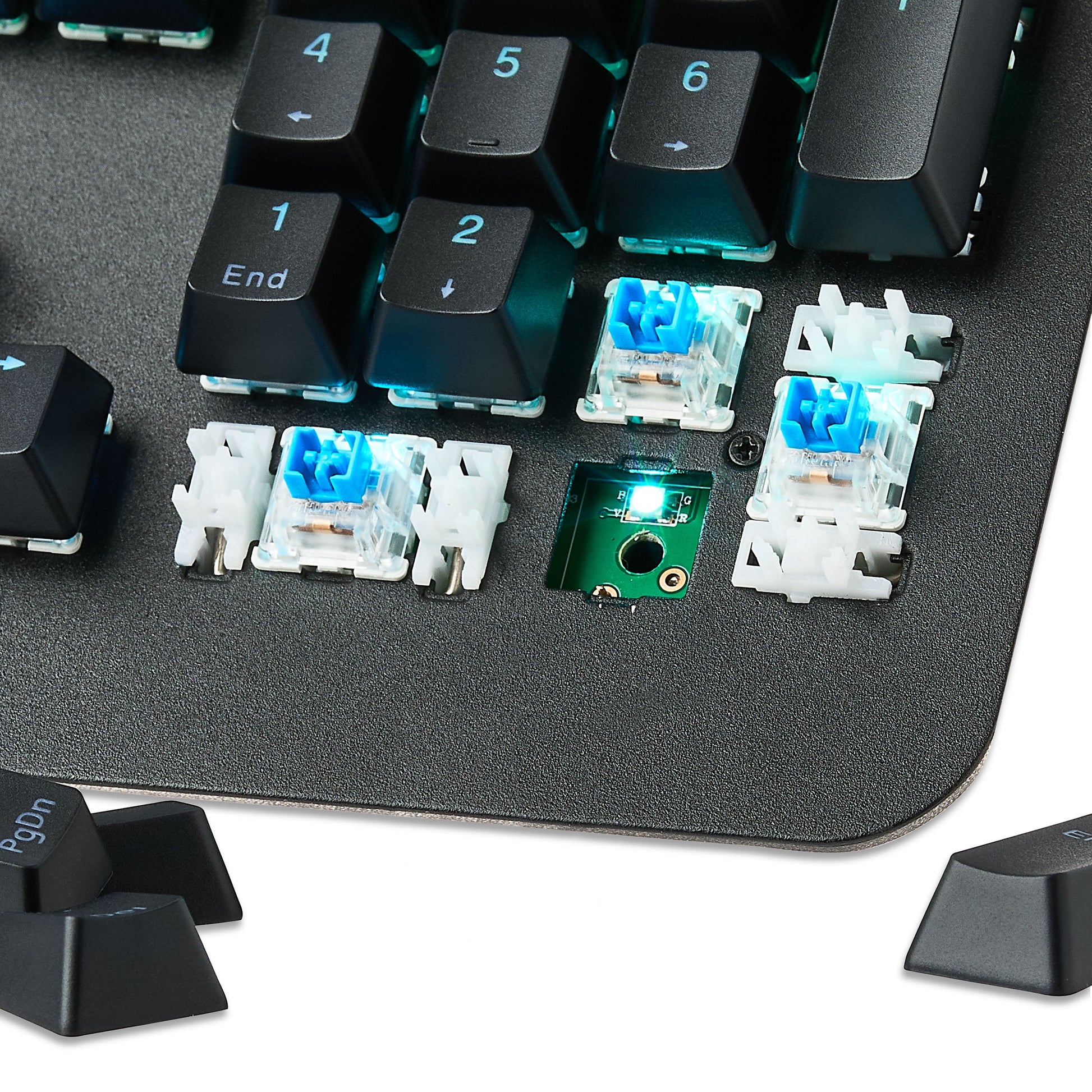 Gaming Mechanical Keyboard with Blue Switches, Adjustable 16.8M LED Lighting, 104 Keys, Black