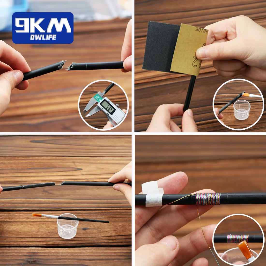 3Pcs Fishing Rod Repair Kit Carbon Fiber Sticks Pole Building Kit Wrapping Thread Saltwater Freshwater Spinning Casting Rod Ste