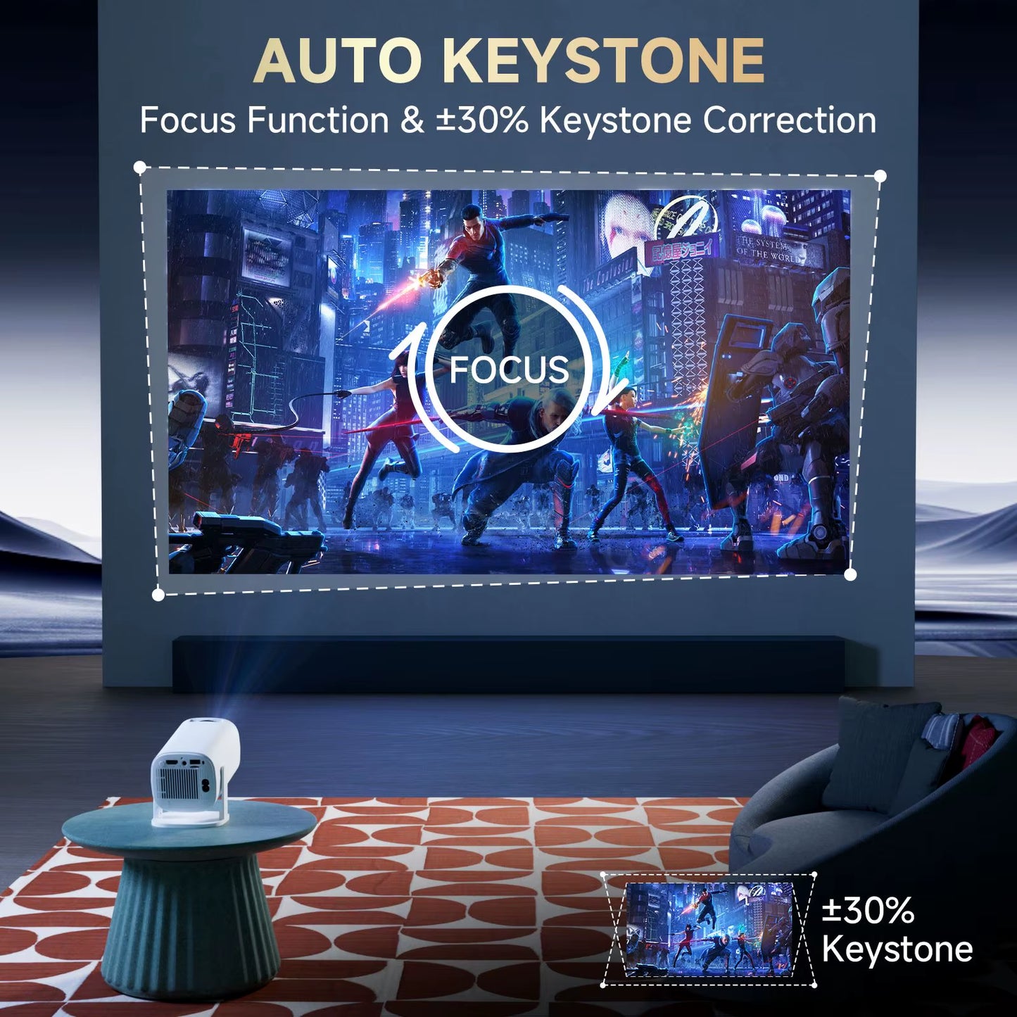 P30 PRO Smart Mini Projector Android 14 Wifi6 BT 5.0 Supports 4K 1280 * 720P Video Smart Home Theater Outdoor Portable Projector