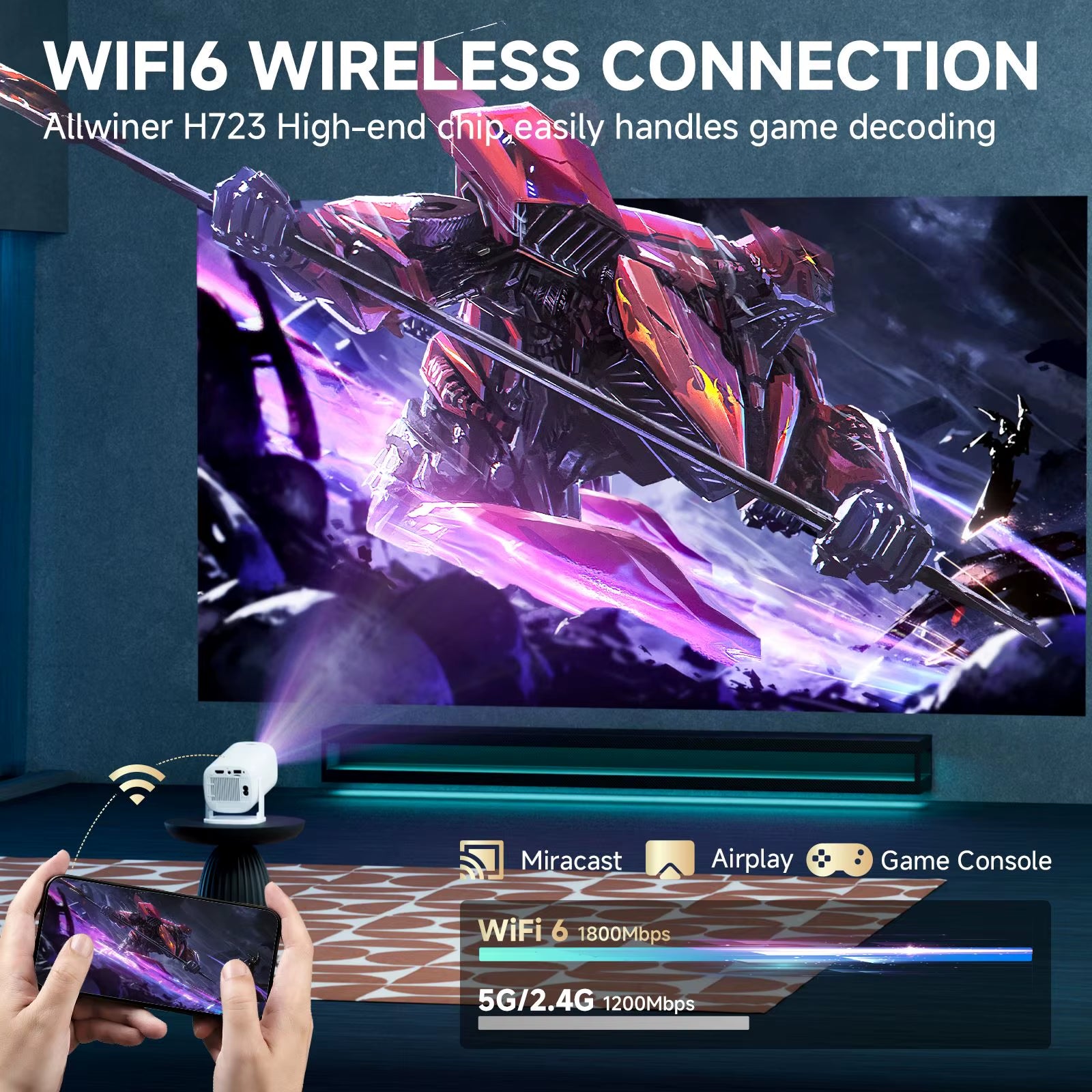 P30 PRO Smart Mini Projector Android 14 Wifi6 BT 5.0 Supports 4K 1280 * 720P Video Smart Home Theater Outdoor Portable Projector