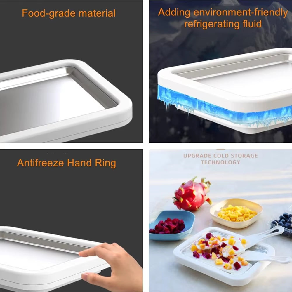 Ice Cream Maker Pan with 1 Scraper Instant Rolled Ice Cream Maker DIY Sorbet Frozen Yogurt Maker