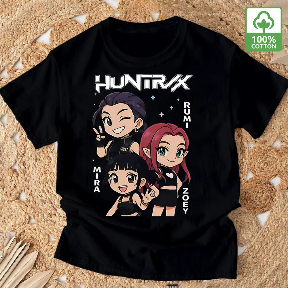 Kpop Demon Hunter T-Shirt Summer New HD Tiger Print Pure Cotton Breathable T-Shirt for Men and Women round Neck Casual Soft Top