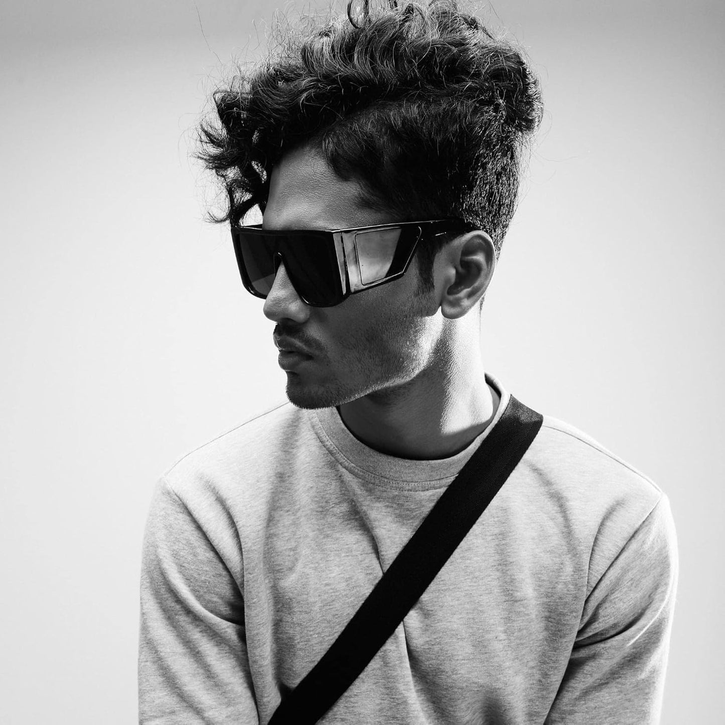 Rectangle Oversized Shield Sunglasses for Women Men Futuristic Rectangula Flat Top One Piece Shades B9037