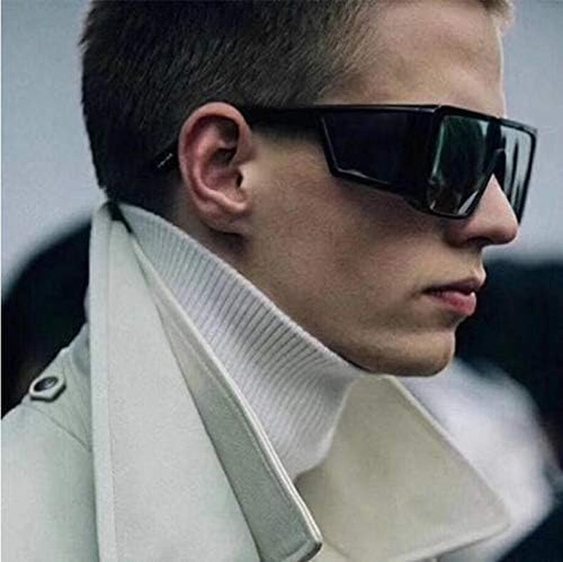 Rectangle Oversized Shield Sunglasses for Women Men Futuristic Rectangula Flat Top One Piece Shades B9037