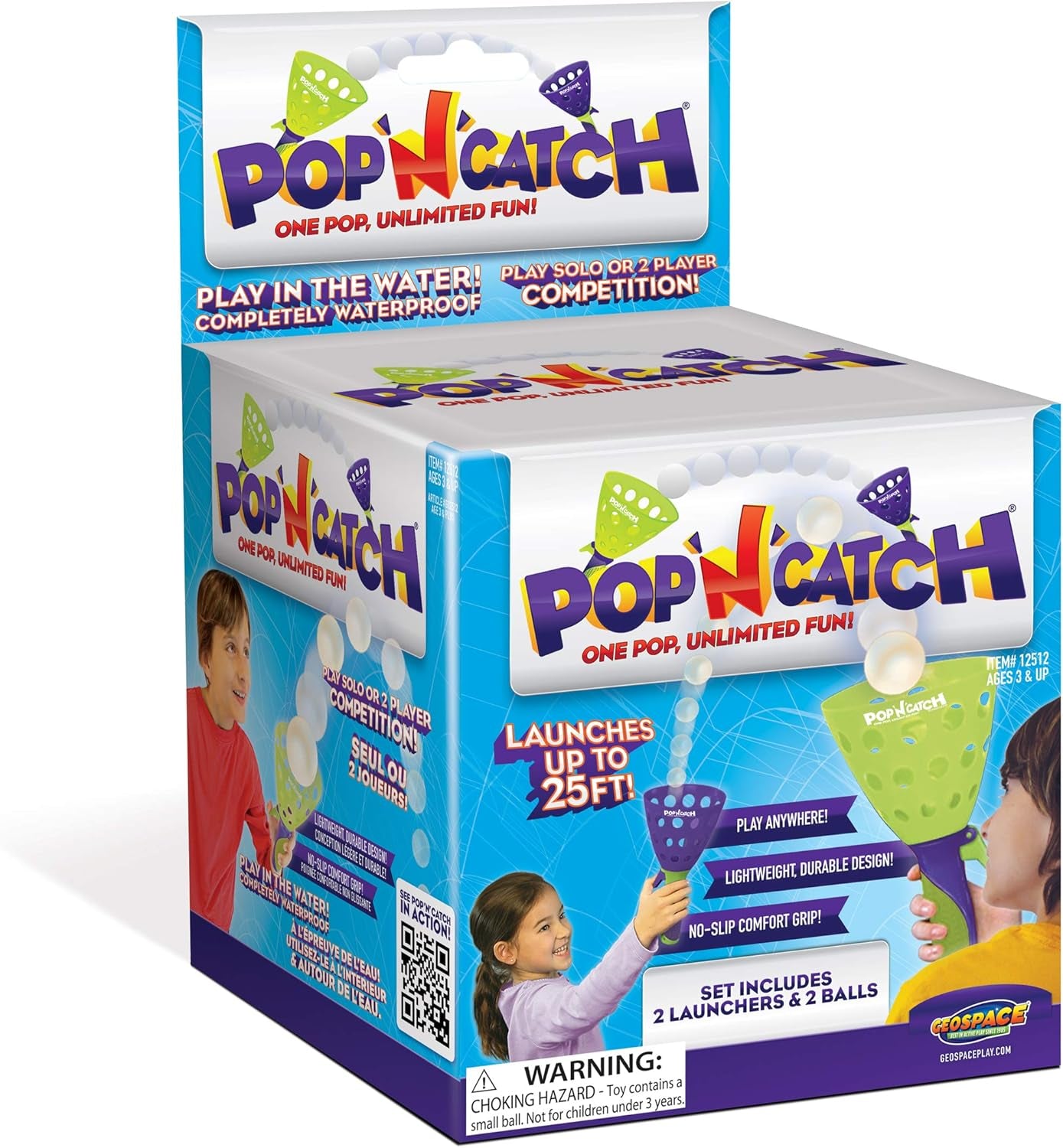 Original POP 'N Catch Family Skill Game with 2 Launchers - Launch & Catch the Ball for Hours of Fun! Perfect for Backyard, Beach or Tailgate Parties! Outdoor or Indoor Fun for Kids & Adults