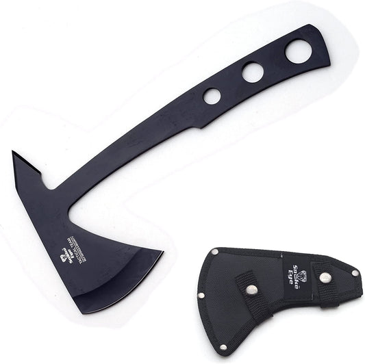 Tomahawk Throwing Knife, 9.5 Inch Overall Length, Stainless Steel Blade, with Nylon Sheath (Black)