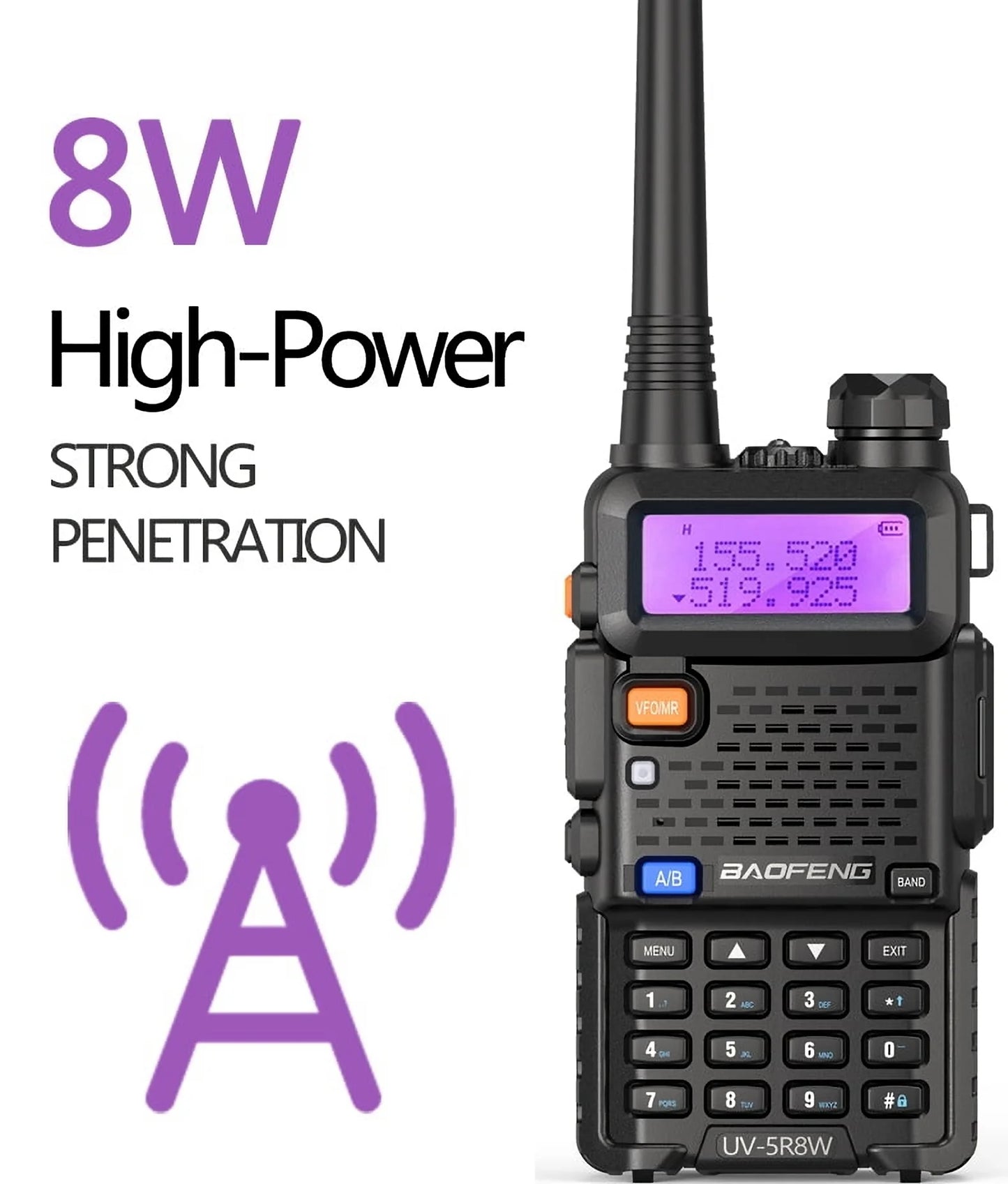 Ham Radio Upgrade UV-5R 8W Multi Band Handheld Long Range Walkie Talkies with Earpiece
