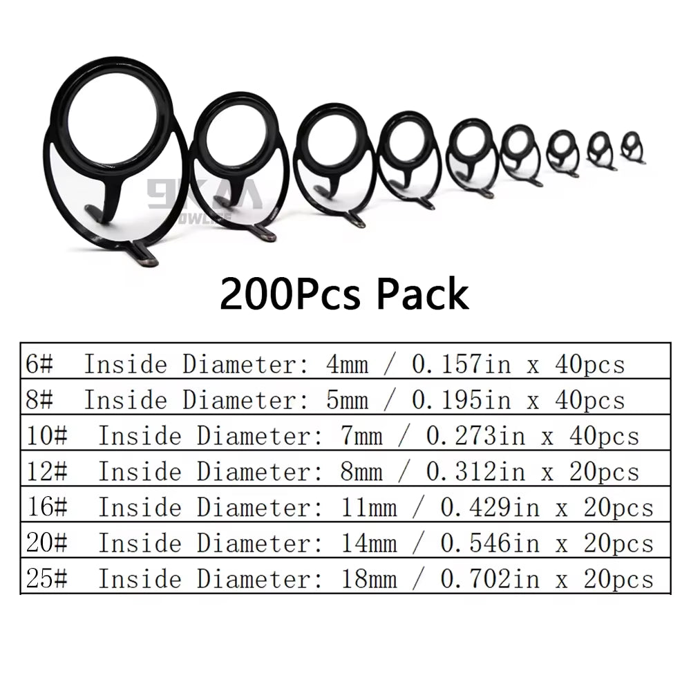 Fishing Rod Guide 9~200Pcs Stainless Steel Ceramics Rings Rod Repair Kit Spinning Casting Mixed Size Replacement Accessories